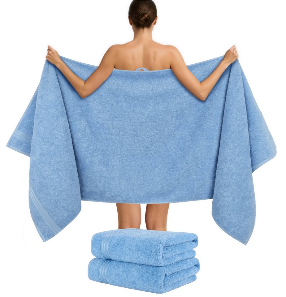 HAMMETEX Saunatuch Hammetex 2er Set extra große Saunatücher, Frottier (Packung, 2-St), 100% Baumwolle – Weich & Saugfähig – Luxuriöse Große Spa-Badetücher – Bild 2 von 5