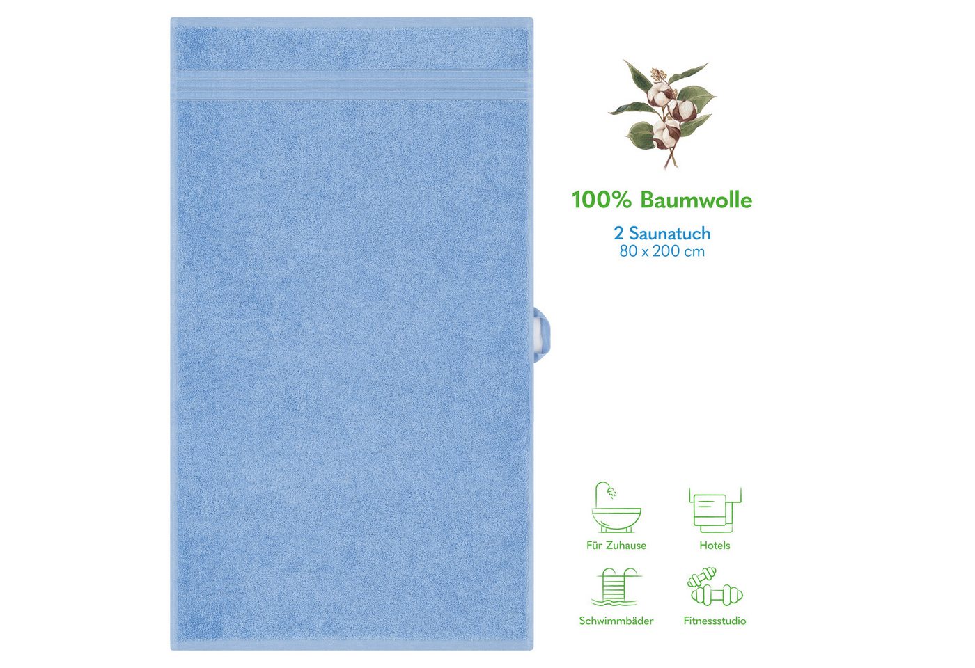 HAMMETEX Saunatuch Hammetex 2er Set extra große Saunatücher, Frottier (Packung, 2-St), 100% Baumwolle – Weich & Saugfähig – Luxuriöse Große Spa-Badetücher – Bild 3 von 5