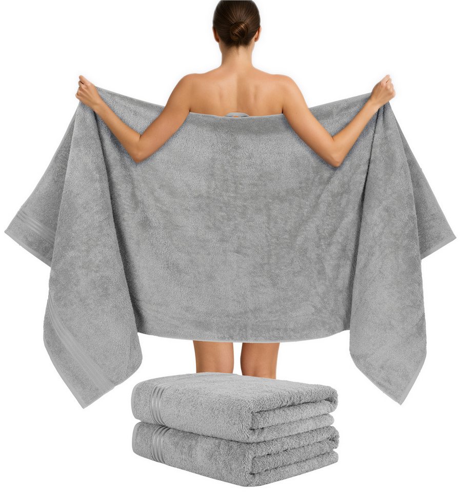 HAMMETEX Saunatuch Hammetex 2er Set extra große Saunatücher, Frottier (Packung, 2-St), 100% Baumwolle – Weich & Saugfähig – Luxuriöse Große Spa-Badetücher – Bild 2 von 5