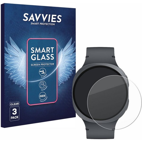Savvies Displayschutzglas Schutzglas Panzer für Samsung Galaxy Watch 8 (44 mm), 3 Stück, Schutzfolie Display Schutz Glas Folie klar