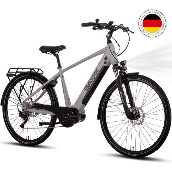 SAXXX E-Bike Trekkingrad 28 Zoll, 90 Nm Mittelmotor, bis zu 110 km Reichweite, 10 Gang SHIMANO Deore Schaltwerk, Mittelmotor, 522 Wh, (mit abnehmbarem Akku, zu 