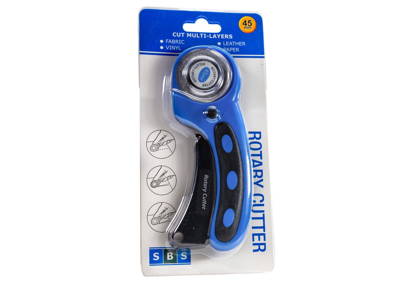 SBS Schlößer Baustoffe Cuttermesser Rollschneider 45mm Rundklinge Rollmesser Stoff Papier Leder Latex, sehr scharfe Rundklinge 45mm – Bild 3 von 3
