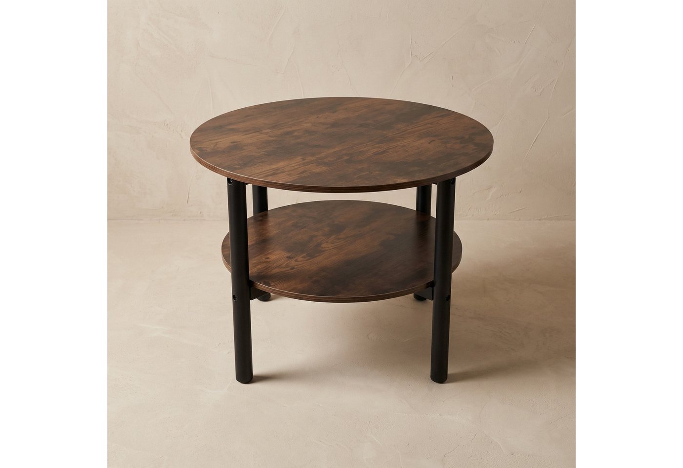 SCENA LIVING Couchtisch Runder Couchtisch, zweistöckig, Ø 60 cm × 45 cm – Bild 3 von 5