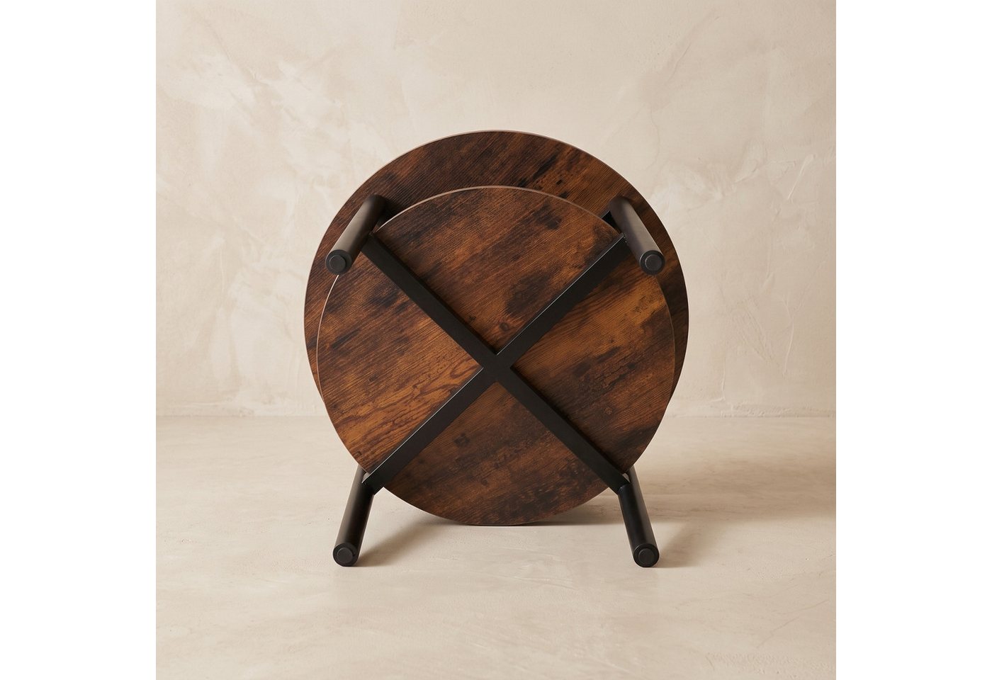 SCENA LIVING Couchtisch Runder Couchtisch, zweistöckig, Ø 60 cm × 45 cm – Bild 5 von 5