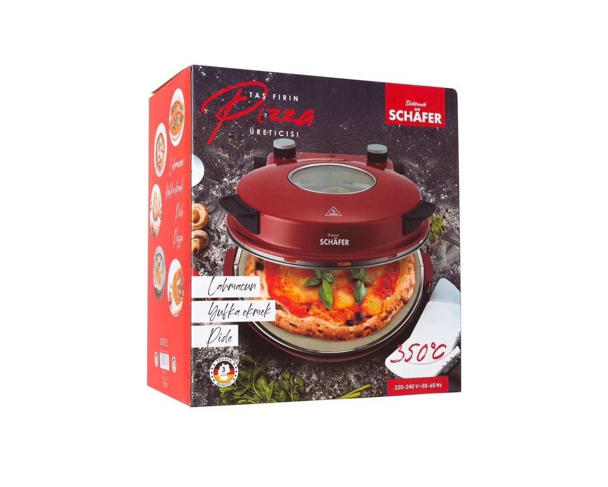 Schäfer Elektronik Pizzaofen Pizzamaker 32cm Pizzaofen 1200W Keramiksteinplatte – Bild 5 von 5