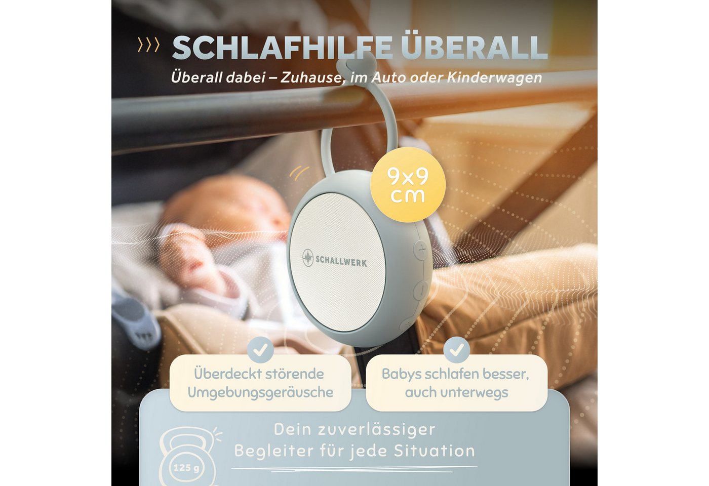 Schallwerk Einschlafhilfe White Noise Machine Babys und Erwachsene Einschlaf- und Durchschlafhilfe (tragbar, Nachtlicht, lange Akku Laufzeit, Timer, Schlaufe) – Bild 3 von 5
