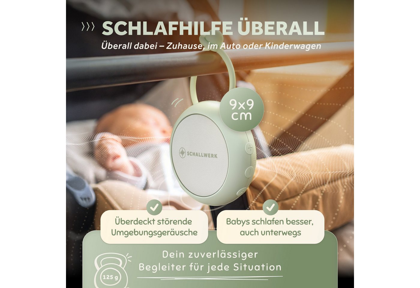 Schallwerk Einschlafhilfe White Noise Machine Babys und Erwachsene Einschlaf- und Durchschlafhilfe (tragbar, Nachtlicht, lange Akku Laufzeit, Timer, Schlaufe) – Bild 3 von 5