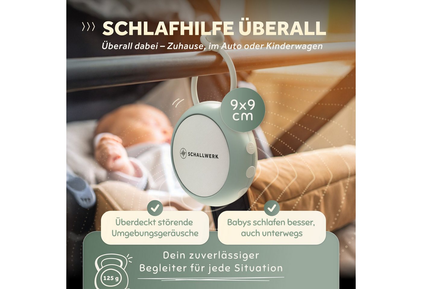 Schallwerk Einschlafhilfe White Noise Machine Babys und Erwachsene Einschlaf- und Durchschlafhilfe (tragbar, Nachtlicht, lange Akku Laufzeit, Timer, Schlaufe) – Bild 3 von 5