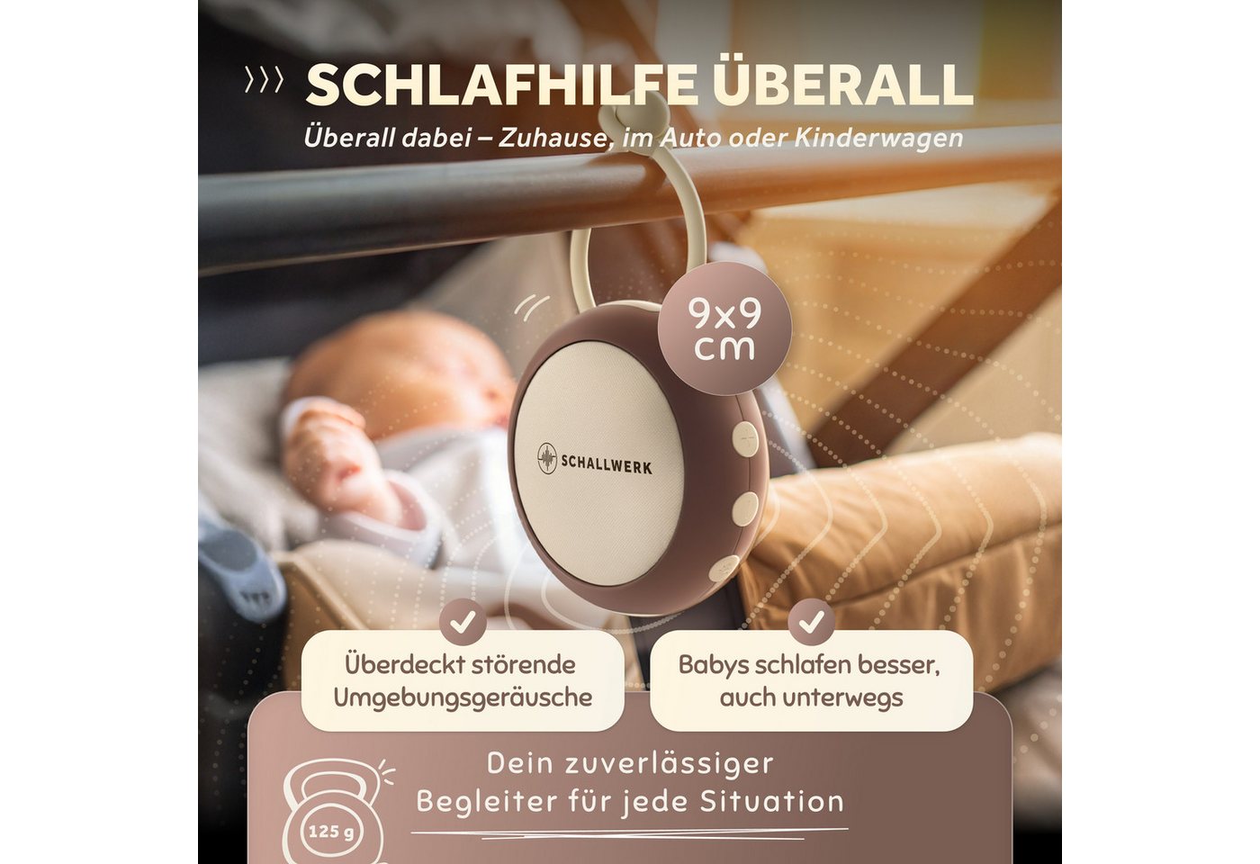 Schallwerk Einschlafhilfe White Noise Machine Babys und Erwachsene Einschlaf- und Durchschlafhilfe (tragbar, Nachtlicht, lange Akku Laufzeit, Timer, Schlaufe) – Bild 3 von 5