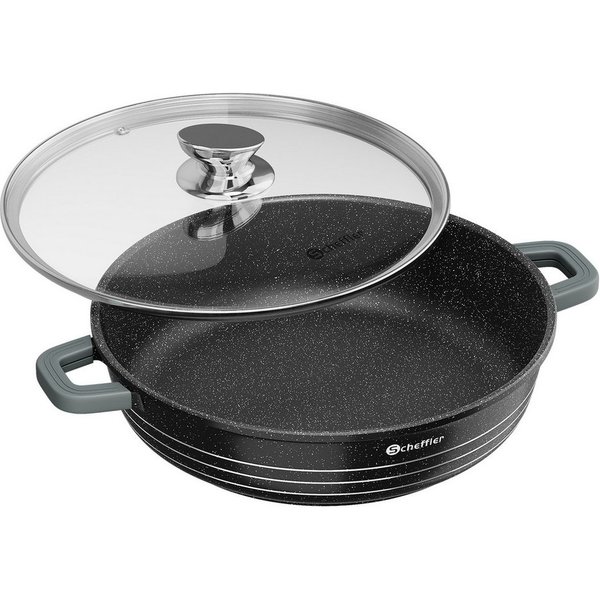 Scheffler Suppentopf Kochtopf 20/24/28/32/36 cm Servierpfanne Bratentopf Topf Induktions, Aluminium (2 Silikon Griffschutz, Spülmaschinengeeignet, für alle Herd