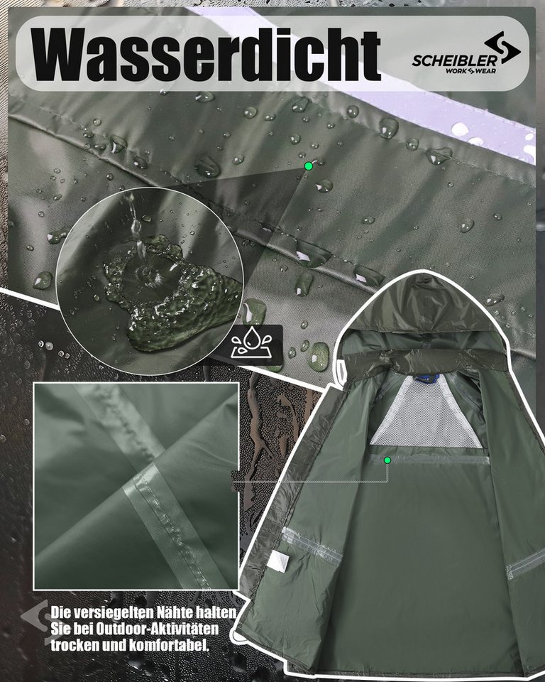 SCHEIBLER WORKWEAR Regenjacke Basic wasserdicht und winddicht mit Reflektoren – Bild 4 von 5
