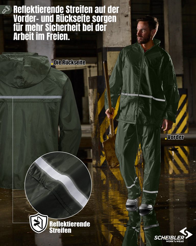 SCHEIBLER WORKWEAR Regenjacke Basic wasserdicht und winddicht mit Reflektoren – Bild 5 von 5
