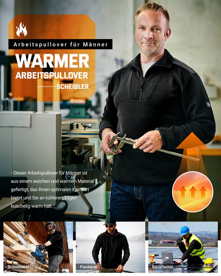 SCHEIBLER WORKWEAR Stehkragenpullover Mellum – Bild 5 von 5
