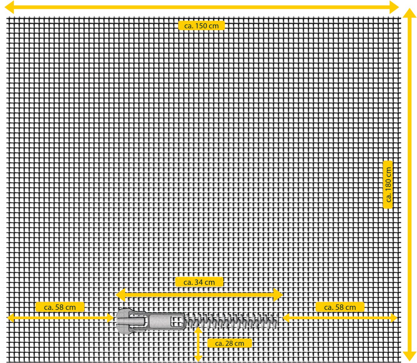 SCHELLENBERG Fliegengitter-Gewebe für Dachfenster mit Reißverschluss, (Set, 5-St), Insektenschutz ohne bohren, 150 x 180 cm, anthrazit und weiß – Bild 5 von 5