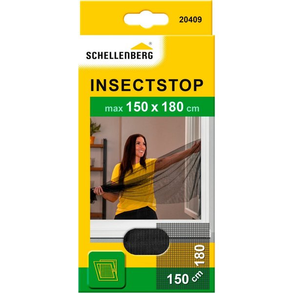 SCHELLENBERG Fliegengitter-Gewebe Insektenschutz und Mückenschutz für Fenster ohne bohren, (Set, 1-St), inkl. Befestigungsband, 150 x 180 cm, anthrazit und weiß