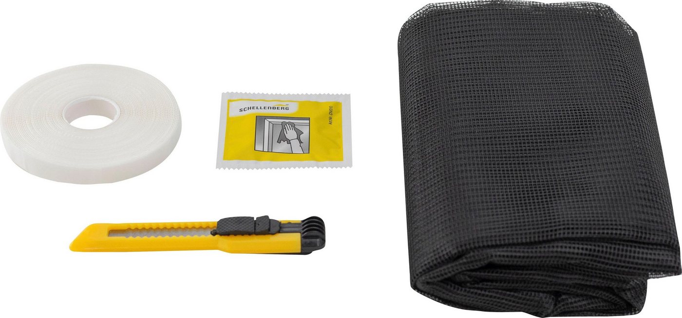 SCHELLENBERG Fliegengitter-Gewebe Insektenschutz und Mückenschutz für Fenster ohne bohren, (Set, 1-St), inkl. Befestigungsband, 150 x 180 cm, anthrazit und weiß – Bild 2 von 5