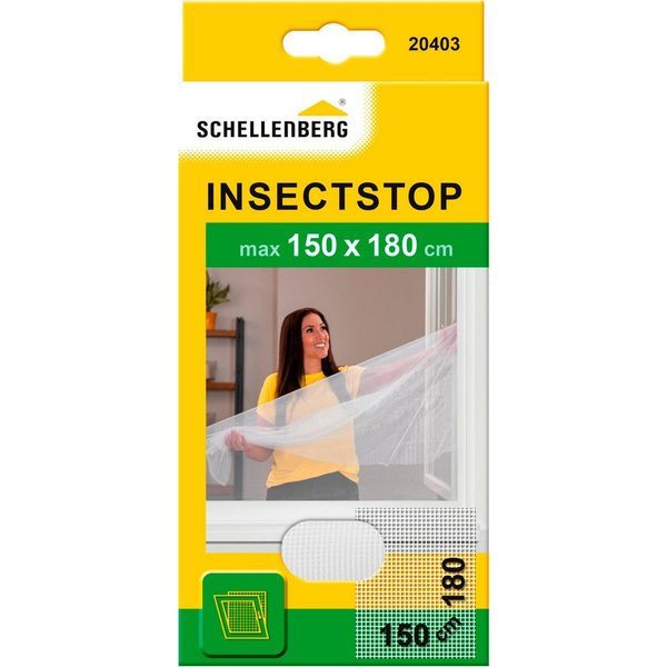 SCHELLENBERG Fliegengitter-Gewebe Insektenschutz und Mückenschutz für Fenster ohne bohren, (Set, 1-St), inkl. Befestigungsband, 150 x 180 cm, anthrazit und weiß