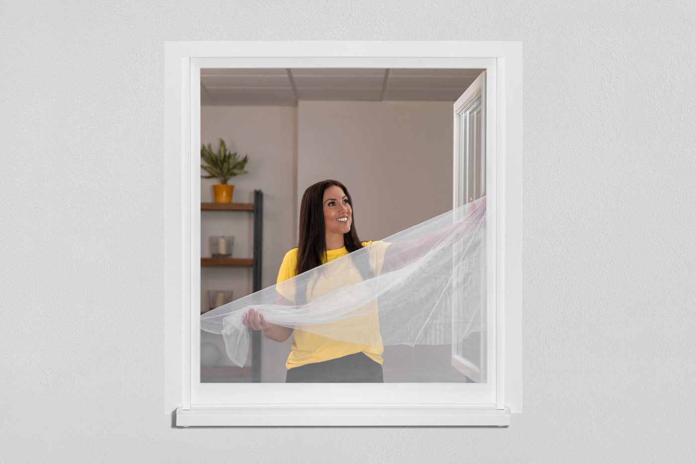 SCHELLENBERG Fliegengitter-Gewebe Insektenschutz und Mückenschutz für Fenster ohne bohren, (Set, 3-St), inkl. Befestigungsband, 150 x 180 cm, anthrazit und weiß – Bild 5 von 5