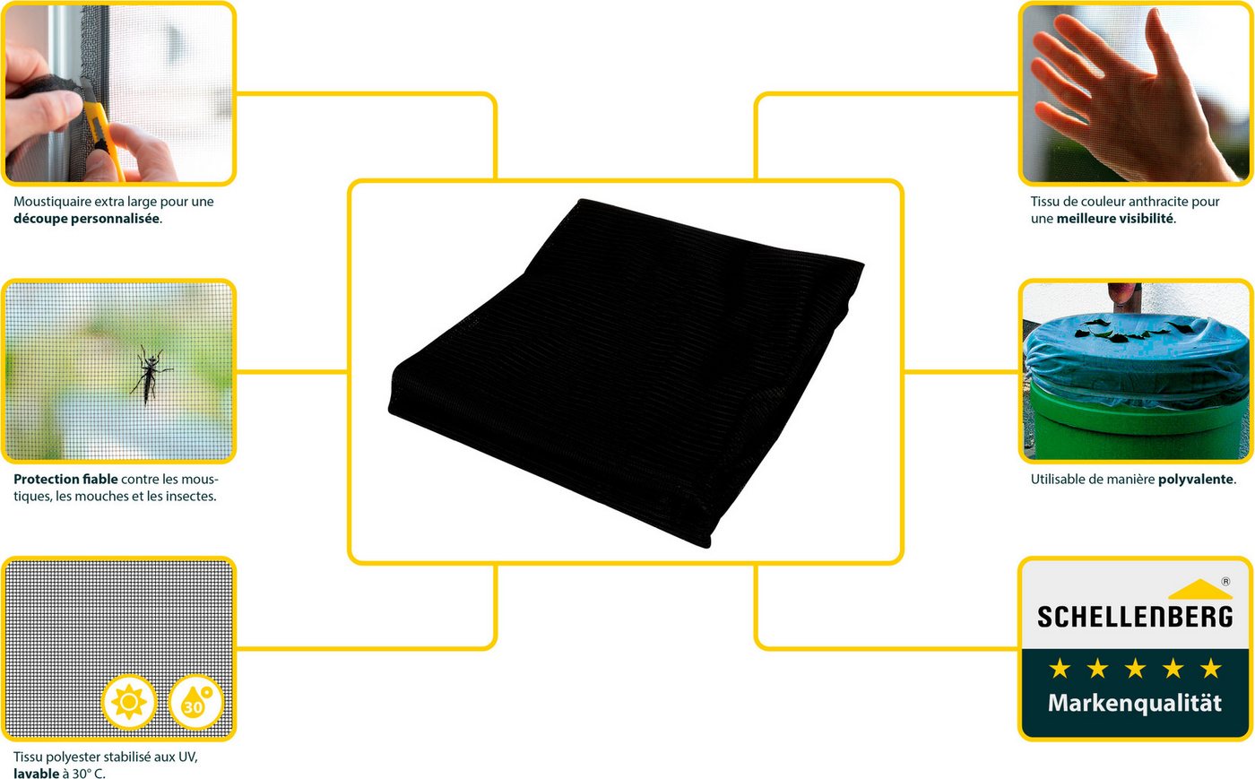 SCHELLENBERG Fliegengitter-Gewebe Maxi für große Fenster, (Packung, 1-St), Insektenschutz und Mückenschutz, 150 x 300 cm, anthrazit und weiß – Bild 5 von 5