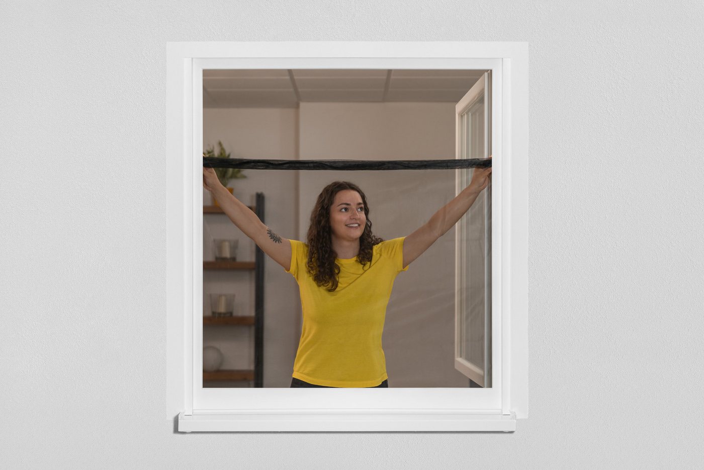 SCHELLENBERG Fliegengitter-Gewebe Simply Open aufrollbar für Fenster, 3-er Pack, (Set, 1-St), Klebe-Klett-Montage, 130 x 150 cm, anthrazit – Bild 5 von 5