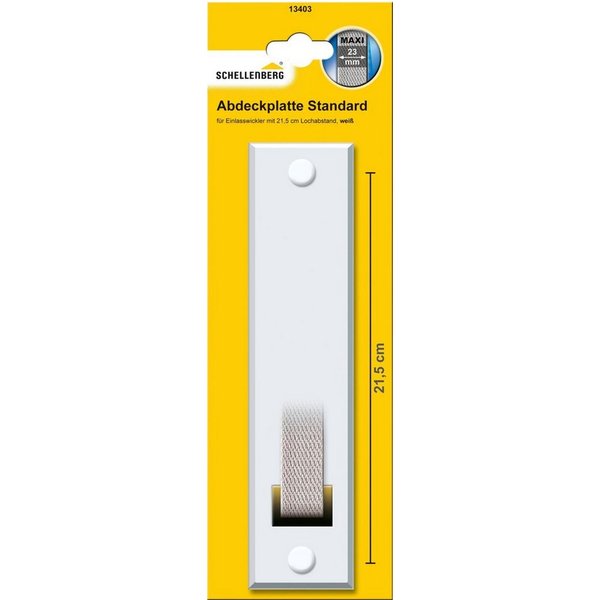 SCHELLENBERG Gurtwickler-Abdeckplatte Standard Maxi, 21,5 cm Lochabstand, langlebig aus Kunststoff, Zubehör für Einlassgurtwickler, Rollladen Abdeckblenden für 