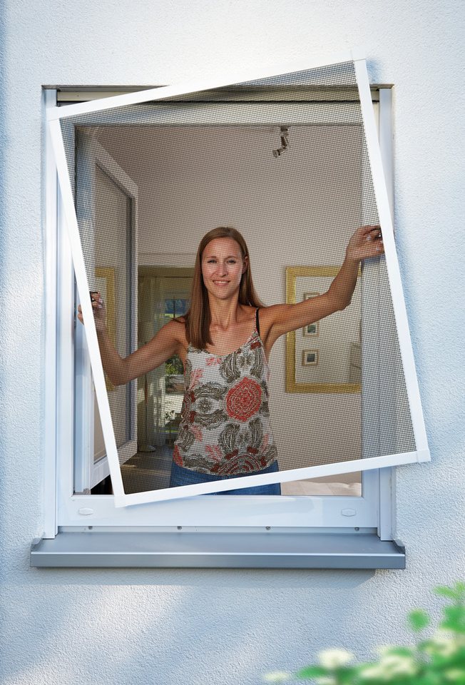 SCHELLENBERG Insektenschutz-Fensterrahmen Fliegengitter Fenster Premium, (Set, 1-St), mit Rahmen aus Aluminium in anthrazit und weiß, 100 x 120 cm – Bild 2 von 5