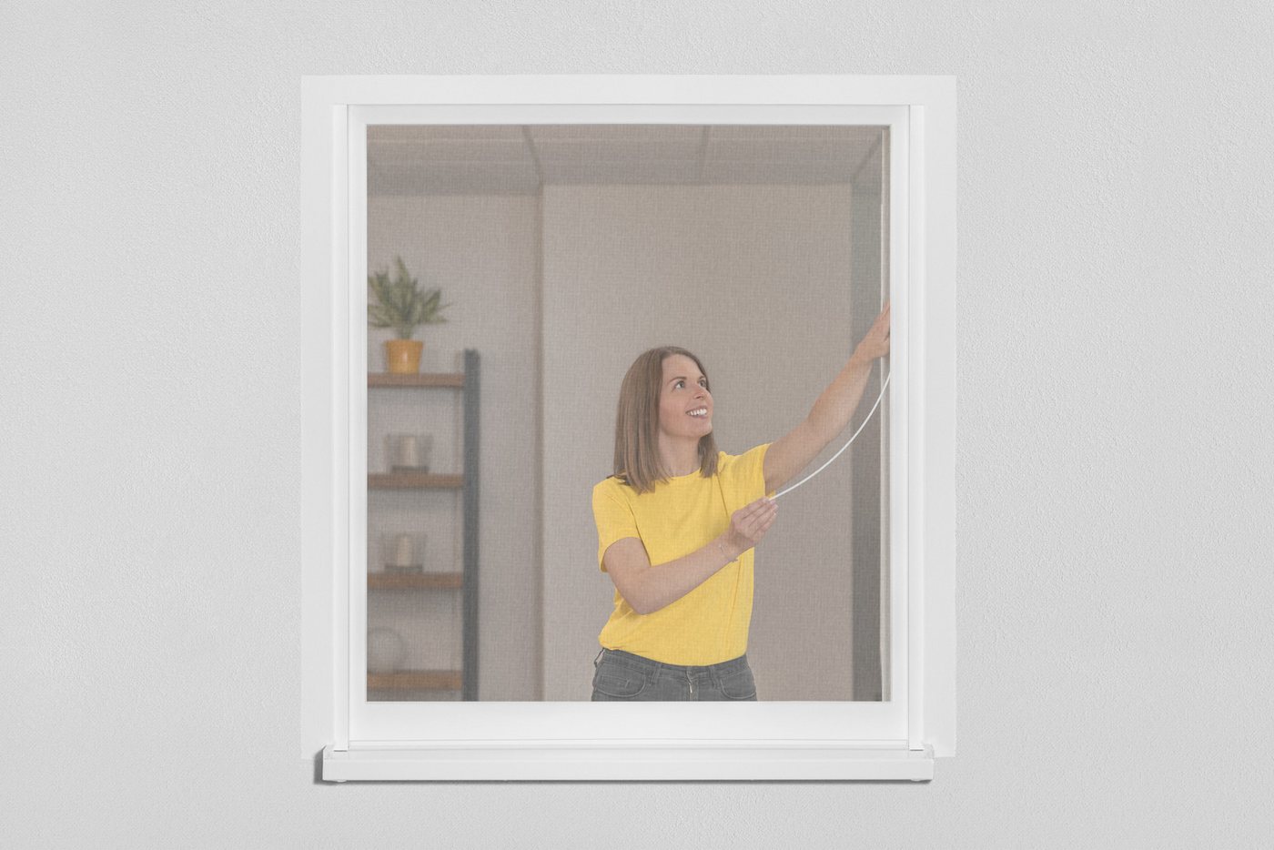 SCHELLENBERG Insektenschutz-Fensterrahmen Simply Click Plus mit Pollenschutzvlies für Fenster, (Set, 1-St), Fliegengitter zum einklicken ohne bohren, 130 x 150  – Bild 3 von 5