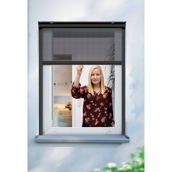 Insektenschutzrollo für Fenster, Fiberglas Fliegengitter mit Aluminium Rahmen, SCHELLENBERG, mit Bohren, verschraubt, in verschiedenen Farben und Größen erhältl