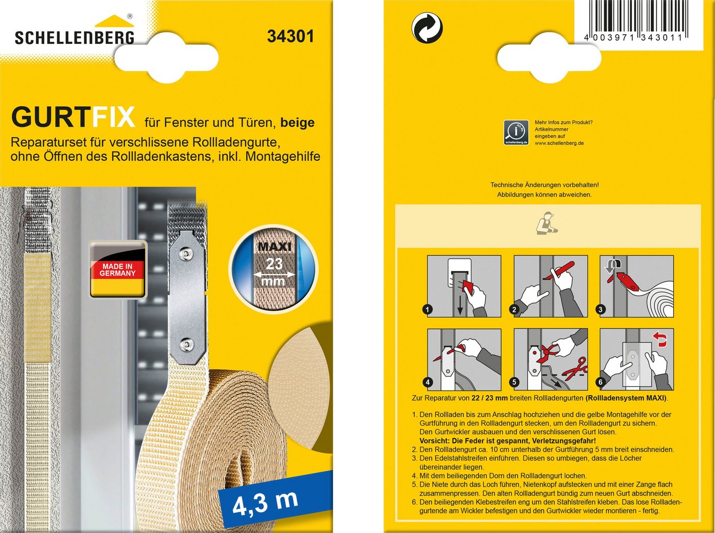 SCHELLENBERG Reparatur-Set Rollladen Gurtfix für das Rollladensystem Maxi, Set, 1-St., für alte Gurtbänder in unterschiedlichen Farben, 23 mm x 4,3 m – Bild 3 von 5