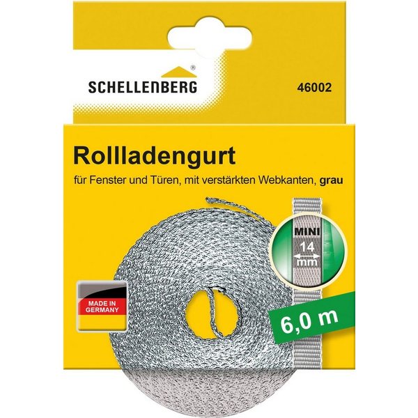SCHELLENBERG Rollladengurt Mini 14 mm, 6 m, zur Bedienung eines Rollladens mit Gurtwickler (Set, 1-tlg), Gurtband in unterschiedlichen Farben erhältlich