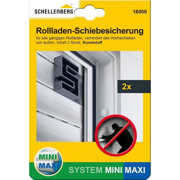 SCHELLENBERG Rollladensicherung gegen Hochschieben des Rollladens, System Mini und Maxi (Set, 2-tlg), Rollladen-Schiebesicherung, einbruchshemmend