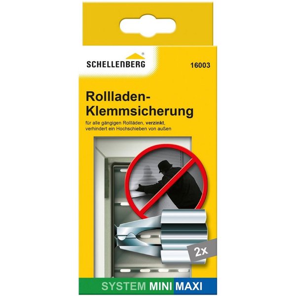 SCHELLENBERG Rollladensicherung Klemmsicherung für Rollladen System Mini und Maxi, einbruchshemmende Sicherung, 2 Stück
