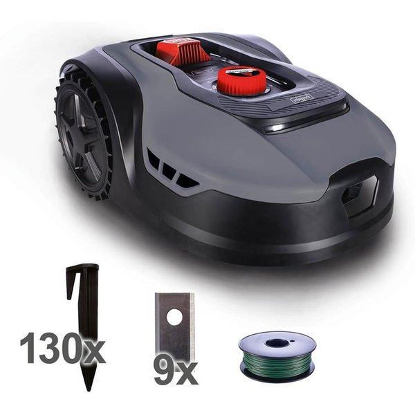 Scheppach Rasenmähroboter RLM500W, bis 500 m² Rasenfläche, (Set), inkl. 9x Mähmesser, Schnitthöhenverstellung 20–60 mm, Geräuscharm