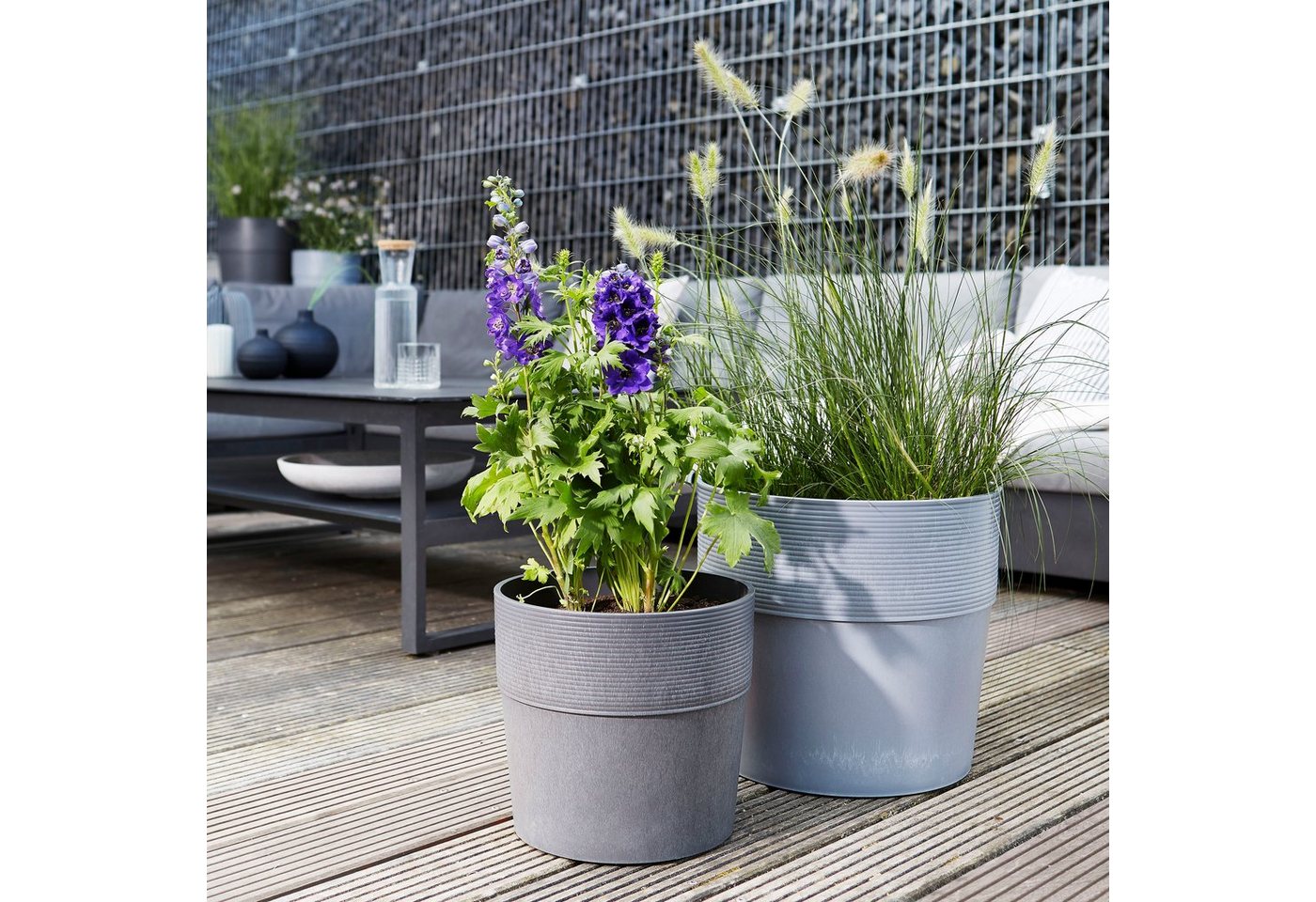 Scheurich Blumentopf CONCRETE 40/266 GROOVE+, frostfest, UV-beständig, recyclingfähig – Bild 2 von 5