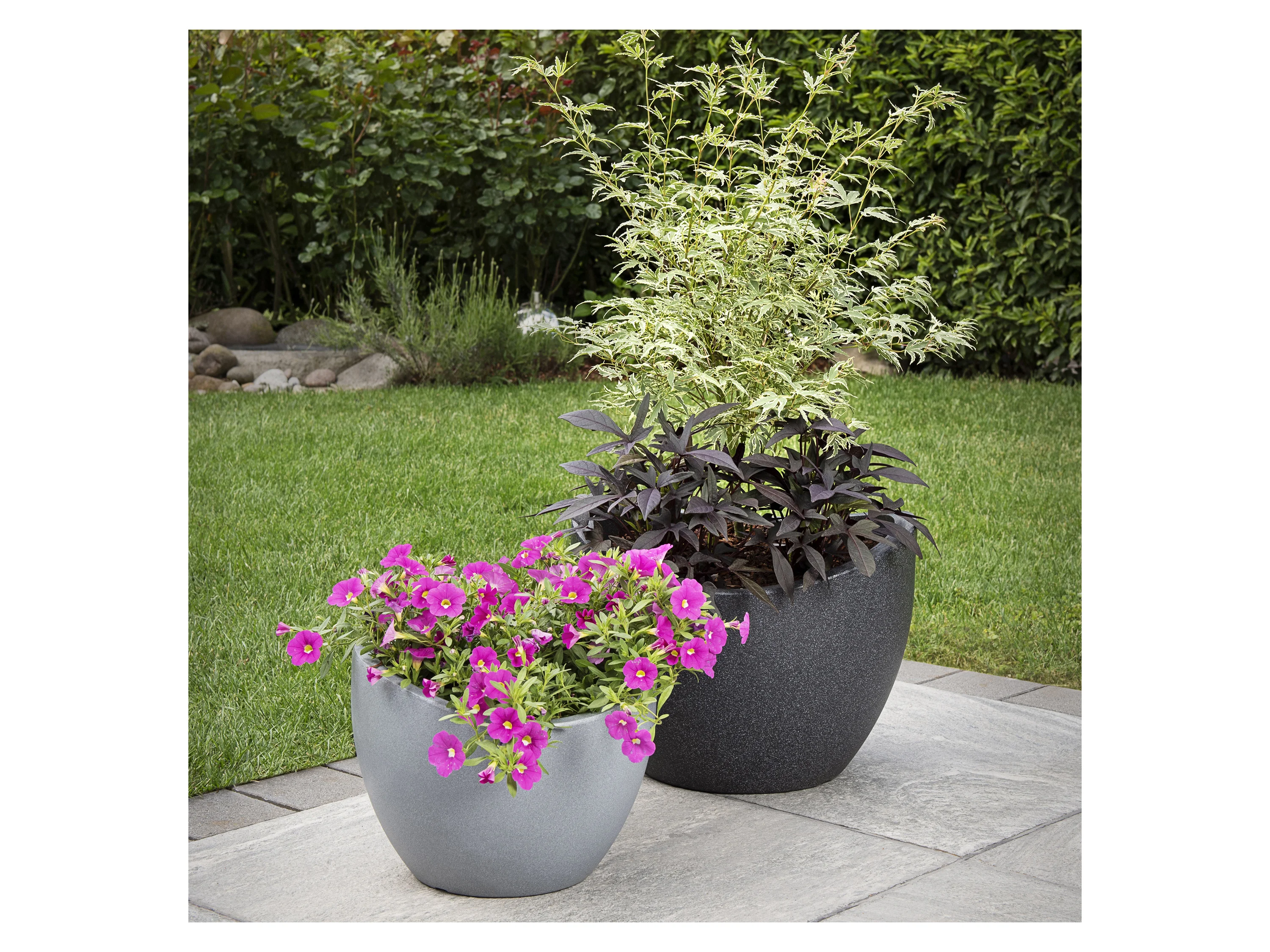 SCHEURICH Pflanzgefäß Wave Globe (Schwarz Granit, Ø 60 cm, Höhe 45 cm) – Bild 2 von 4
