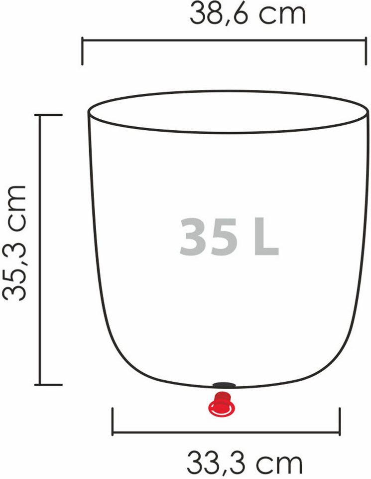 Scheurich Pflanzkübel 40/259 Linetto, dickwandiger Topf aus hochwertigem Kunststoff, ØxH: 38,6x35,3 cm – Bild 3 von 3