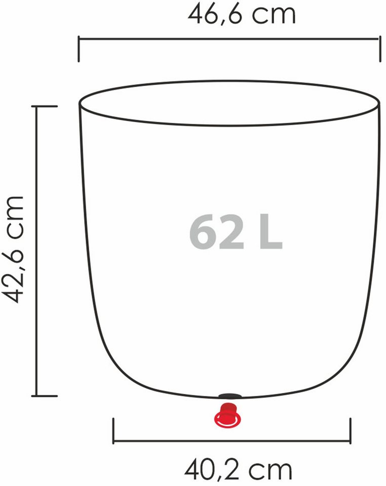 Scheurich Pflanzkübel 47/259 Linetto, dickwandiger Topf aus hochwertigem Kunststoff, ØxH: 46,6x42,6 cm – Bild 3 von 3