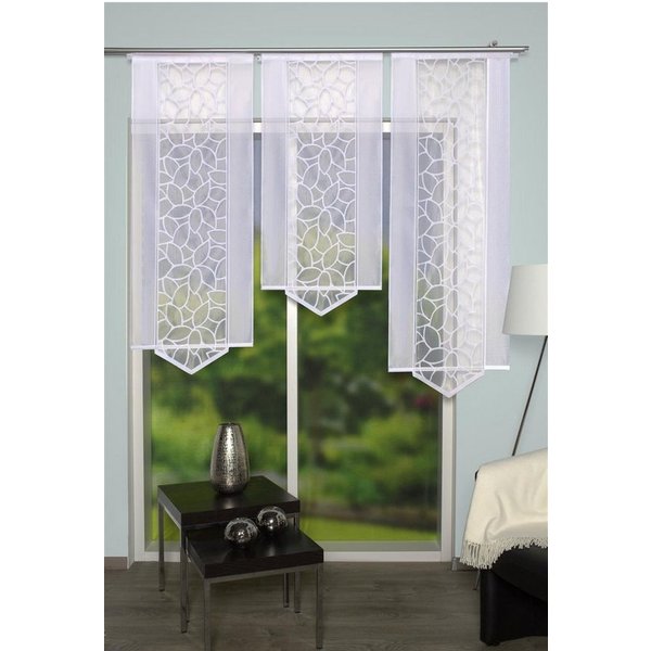 HOME WOHNIDEEN Schiebegardine Home Wohnideen Schiebevorhang Jacquard Blätter 125 x 57 cm Weiss (1 St), 30° Wäsche