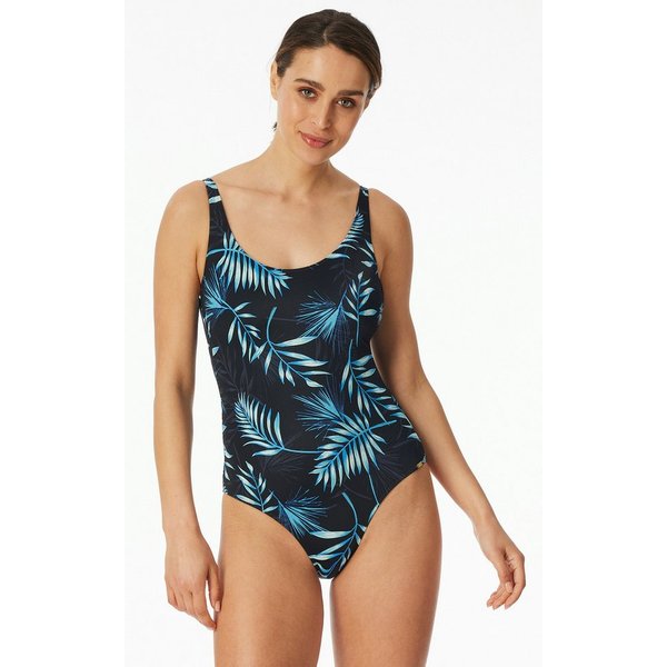 Schiesser Badeanzug Aqua mit Palmenblattmuster, sportive Passform