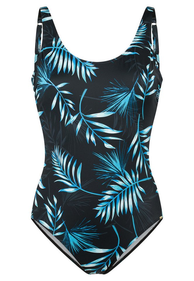 Schiesser Badeanzug Aqua mit Palmenblattmuster, sportive Passform – Bild 2 von 5