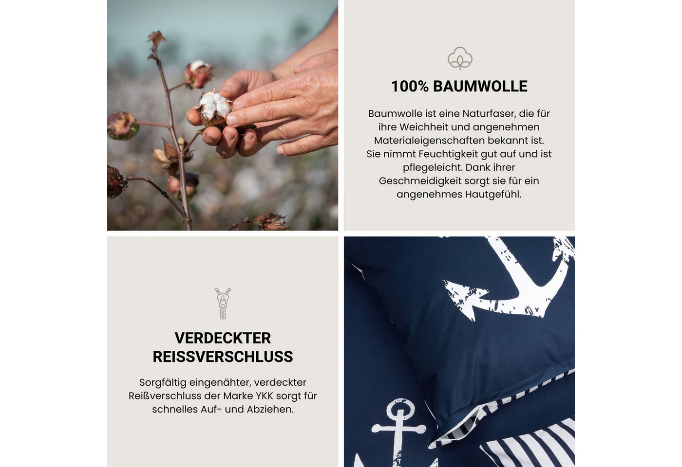 Schiesser Bettwäsche Marina, maritime Momente in frischer Farbkombination, Renforcé, 2 teilig, OEKO-TEX® MADE IN GREEN – Bild 3 von 5