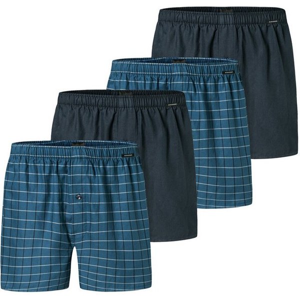 Schiesser Boxershorts 4er Pack Web (Spar-Set, 4-St) Boxershorts - Baumwolle - mit Eingriff - Atmungsaktiv