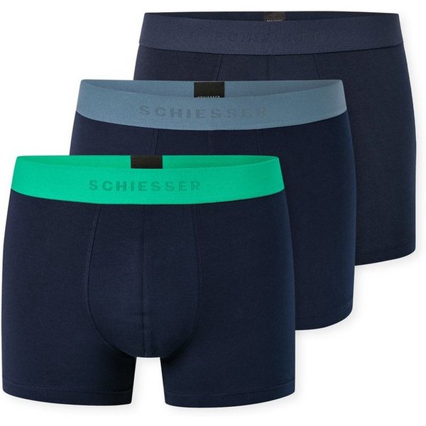 Schiesser Boxershorts 95/5 Multipacks (3er Pack) mit farblich abgesetztem, sportlichem Logo-Webgummibund