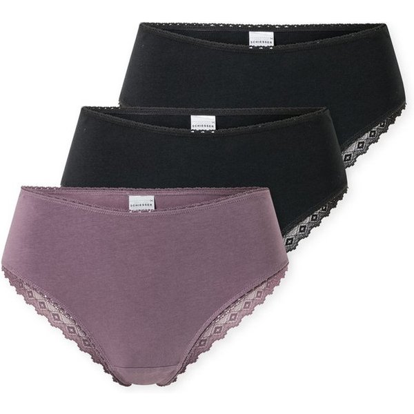 Schiesser Brasilslip Modern Multipacks (3er Pack) Spitzenbänder, Single-Jersey, Baumwollmischung