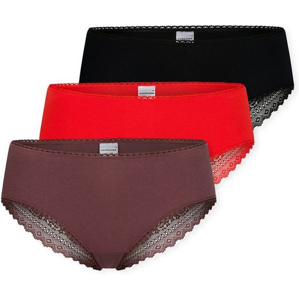 Schiesser Brasilslip Modern Multipacks (3er Pack) Spitzenbänder, Single-Jersey, Baumwollmischung