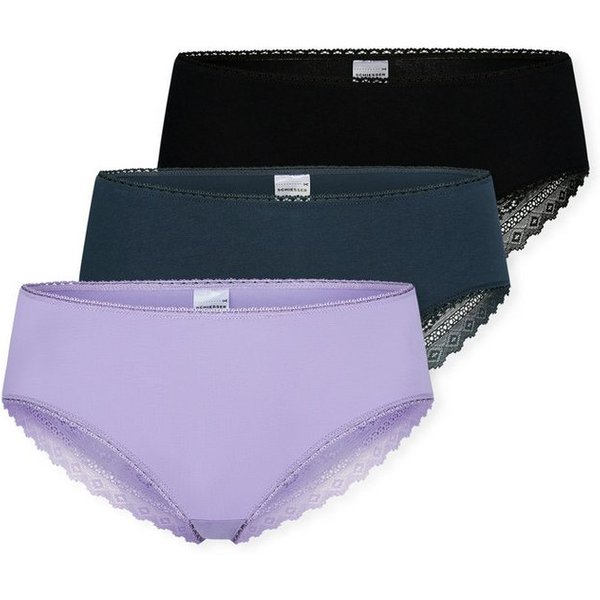 Schiesser Brasilslip Modern Multipacks (3er Pack) Spitzenbänder, Single-Jersey, Baumwollmischung
