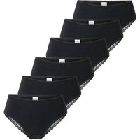 SCHIESSER Damen Brazilian-Slips, 6er Pack - 6Pack Brazilian, Stretch Cotton, uni, Größe M in Schwarz