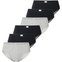 SCHIESSER Damen Brazilian-Slips, 6er Pack - 6Pack Brazilian, Stretch Cotton, uni, Größe 3XL in Schwarz