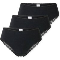 SCHIESSER Damen Brazilian-Slips, 3er Pack - 3Pack Brazilian, Stretch Cotton, uni, Größe XL in Schwarz