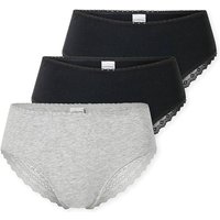 SCHIESSER Damen Brazilian-Slips, 3er Pack - 3Pack Brazilian, Stretch Cotton, uni, Größe M in Schwarz